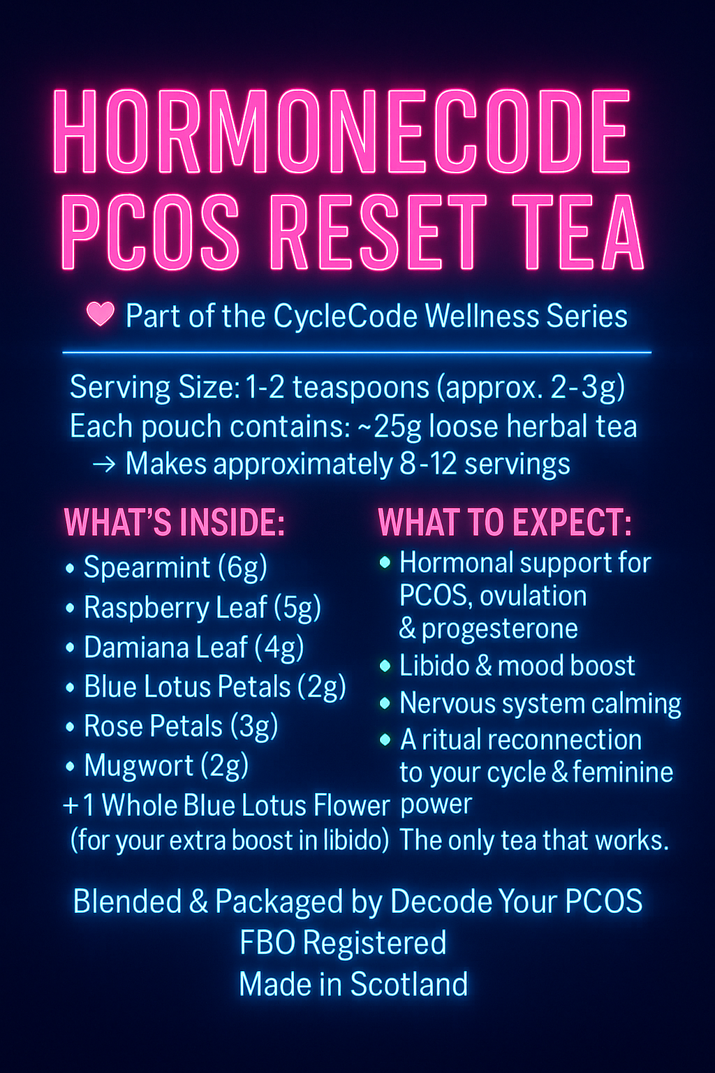 HORMONECODE™ Reset Tea for PCOS | Boost Periods, Ovulation, Fertility & Libido