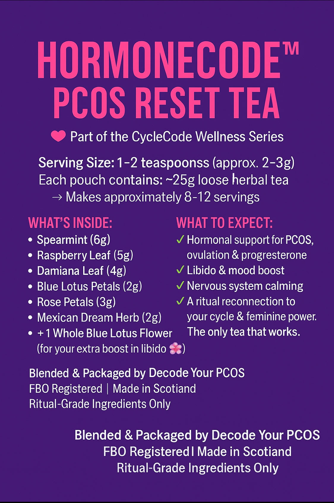 HORMONECODE™ PCOS Reset Tea | Boost Periods, Ovulation, Fertility & Libido ✨