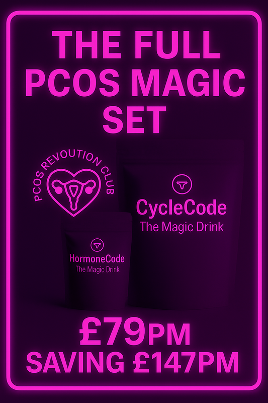 The Full PCOS Magic Set – CycleCode:The Magic Drink + HormoneCode Tea + PCOS Revolution Program