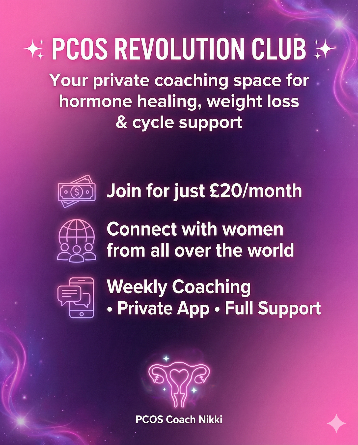 PCOS Revolution Club - Coaching, Strategy & Support. Join the global community changing their cycles, bodies, and lives — together.